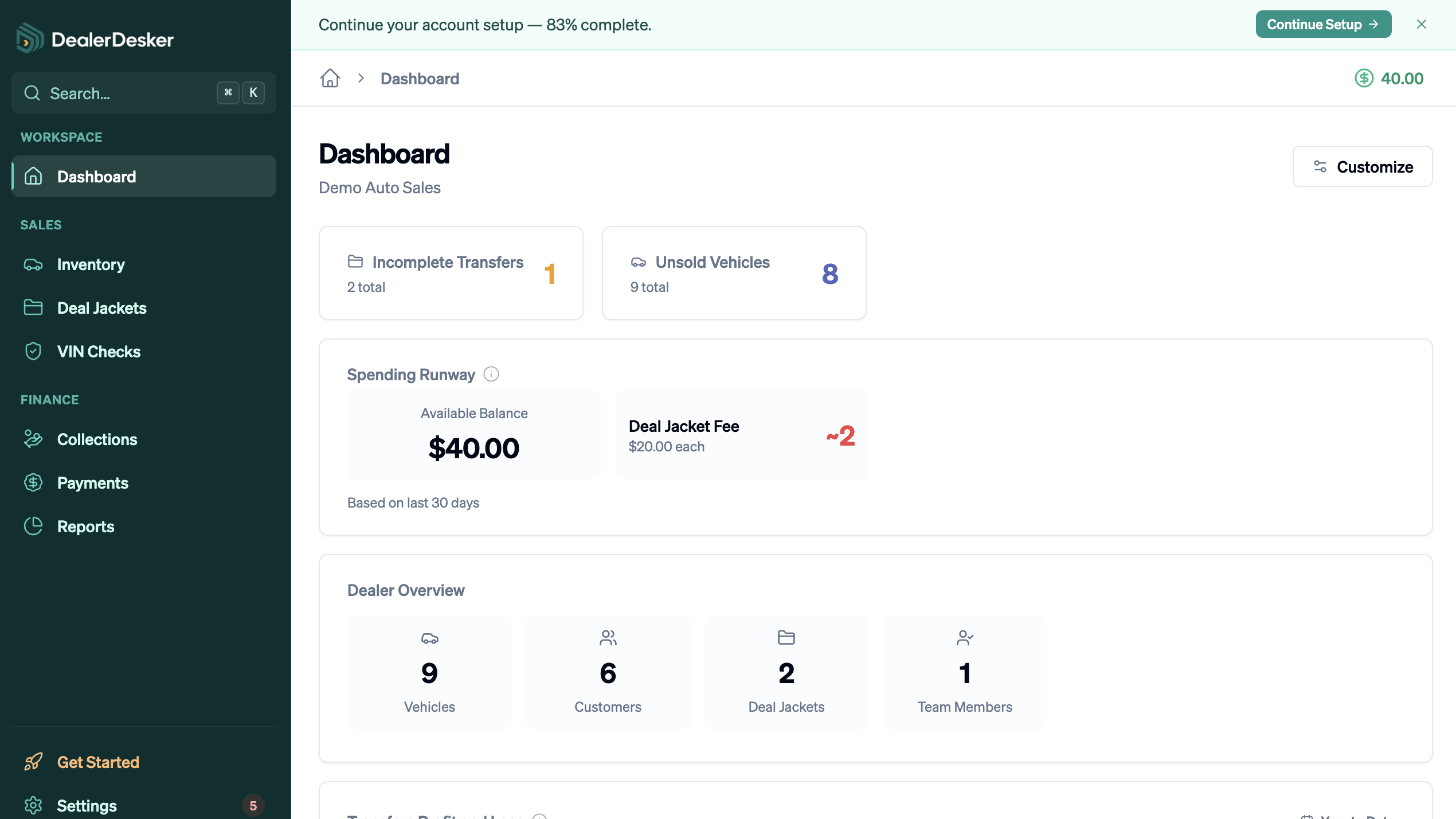 DealerDesker dashboard