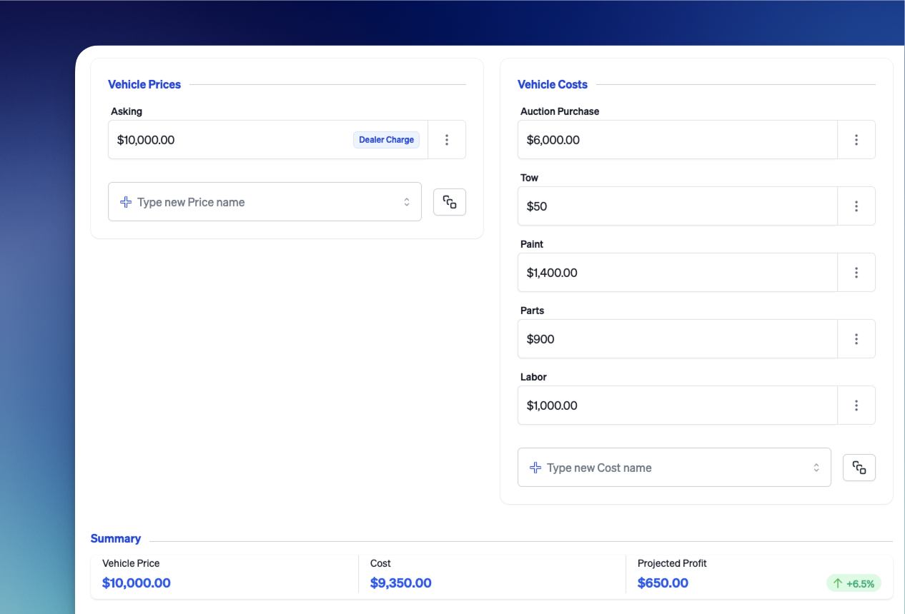 Track profit on every deal